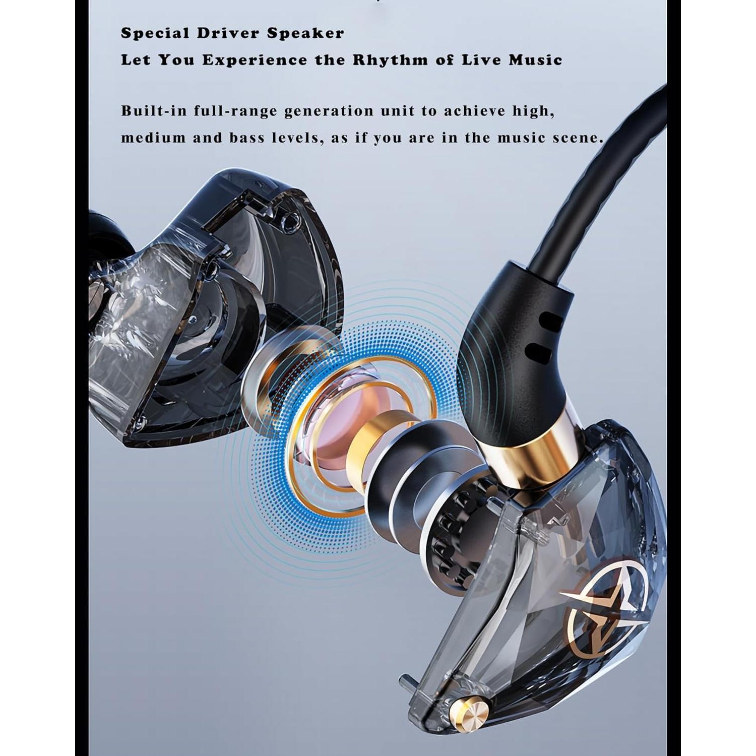 FEDAI KT-02 Wired Headphone,3-Meter Long Noise Cancelling Earphones with Mic Dynamic HD,More Convenient and Comfortable Headsets for Live Singing Recording,Karaoke, Live Video Streaming（Blue 3M） …