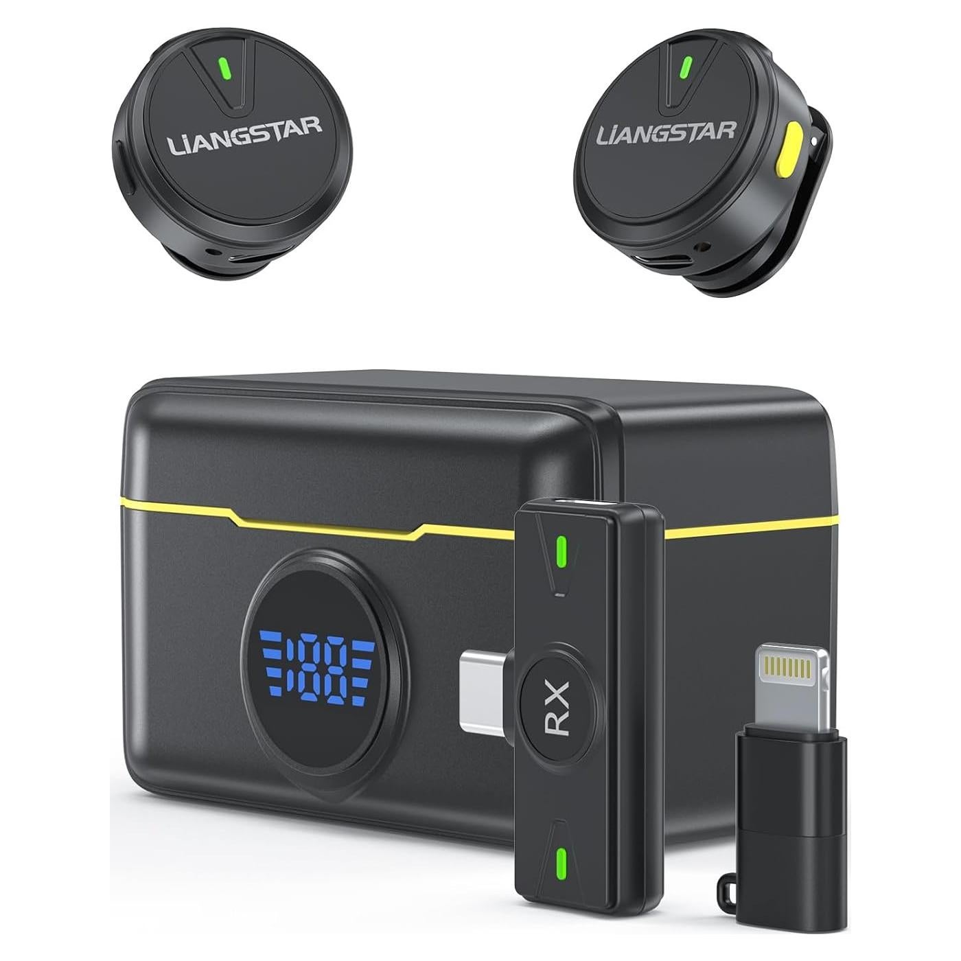 Micrófono Lavalier Inalámbrico LIANGSTAR para iPhone/Android, 40H Batería, Cancelación de Ruido