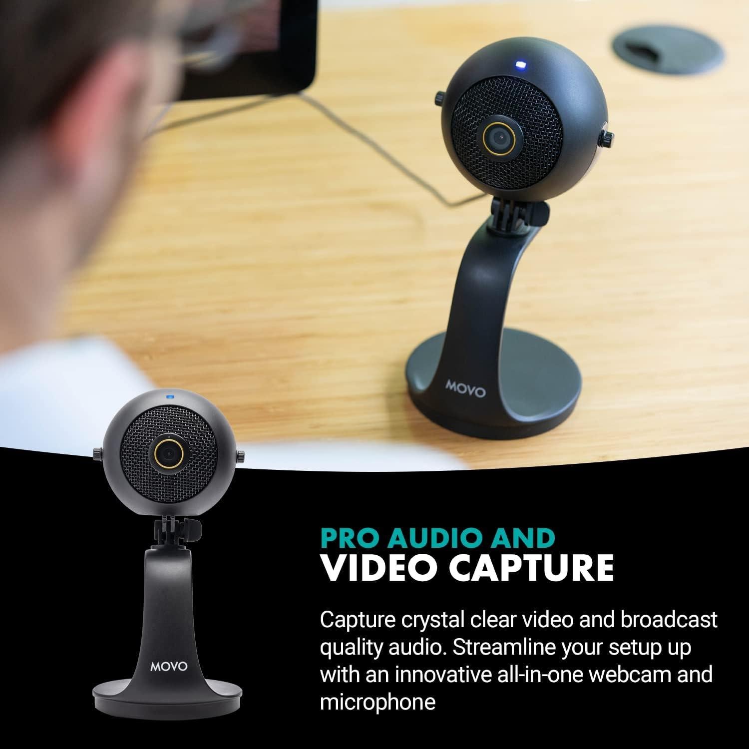 WebCam Movo WebMic-HD Negro 1080p Micrófono Profesional