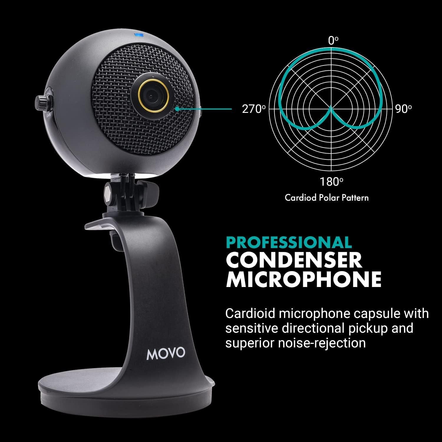 WebCam Movo WebMic-HD Negro 1080p Micrófono Profesional