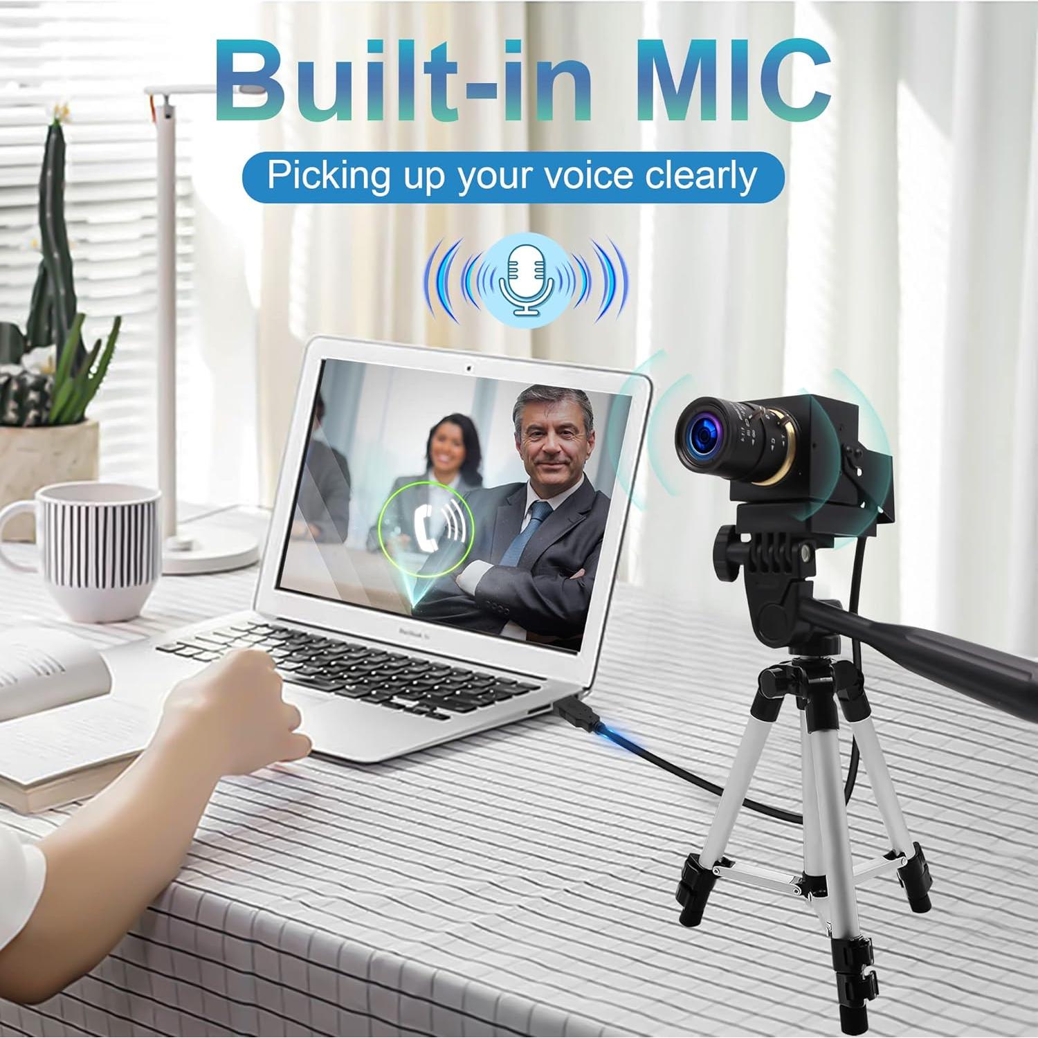 Cámara USB 4K ELP 2.8-12mm con micrófono y zoom manual