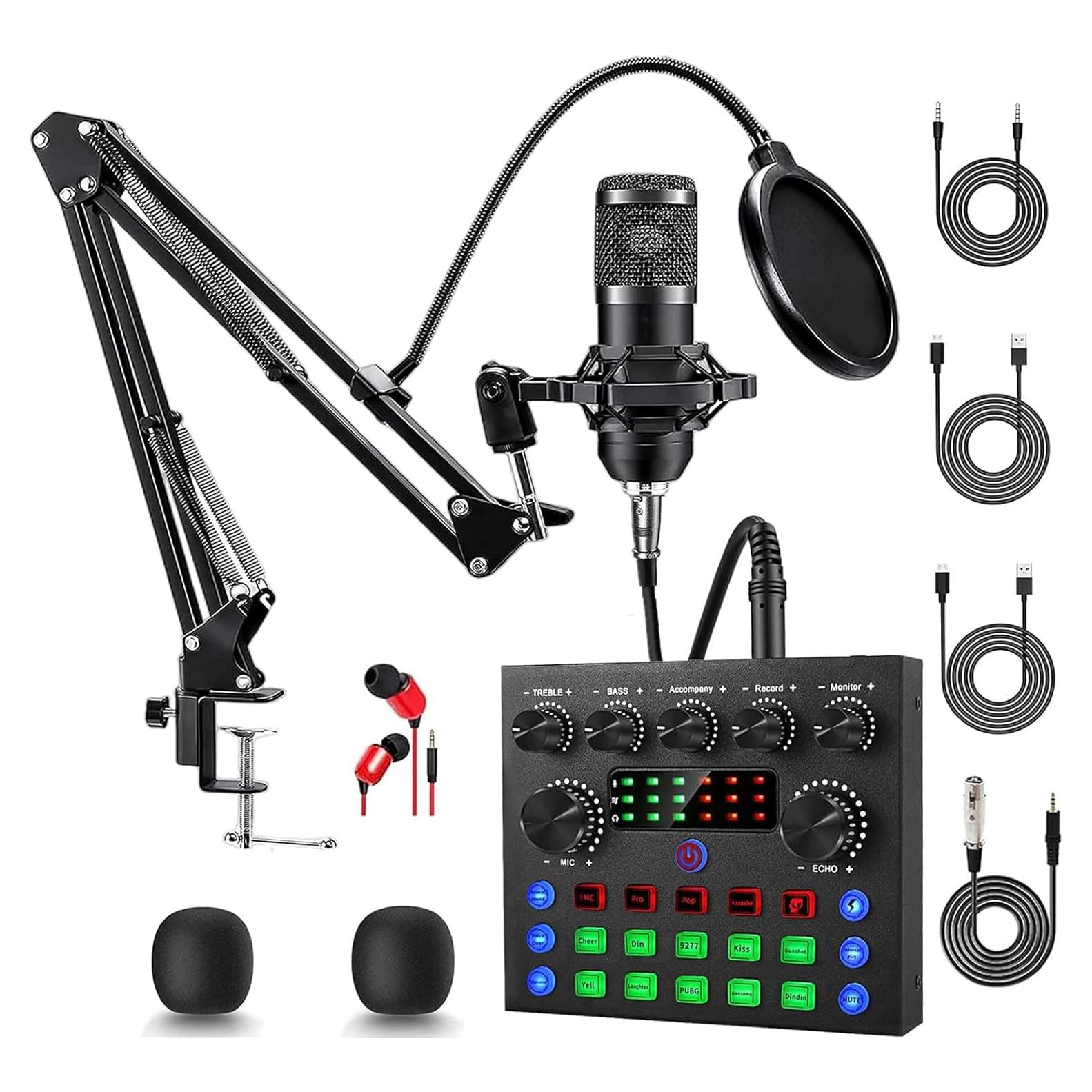 ALSO GO Podcast Equipment Bundle, Podcast Microphone Bundle with BM-800 Microphone & V8s Sound Card, Recording Studio Equipment for Singing, Gaming, Live Streaming and YouTube Tiktok