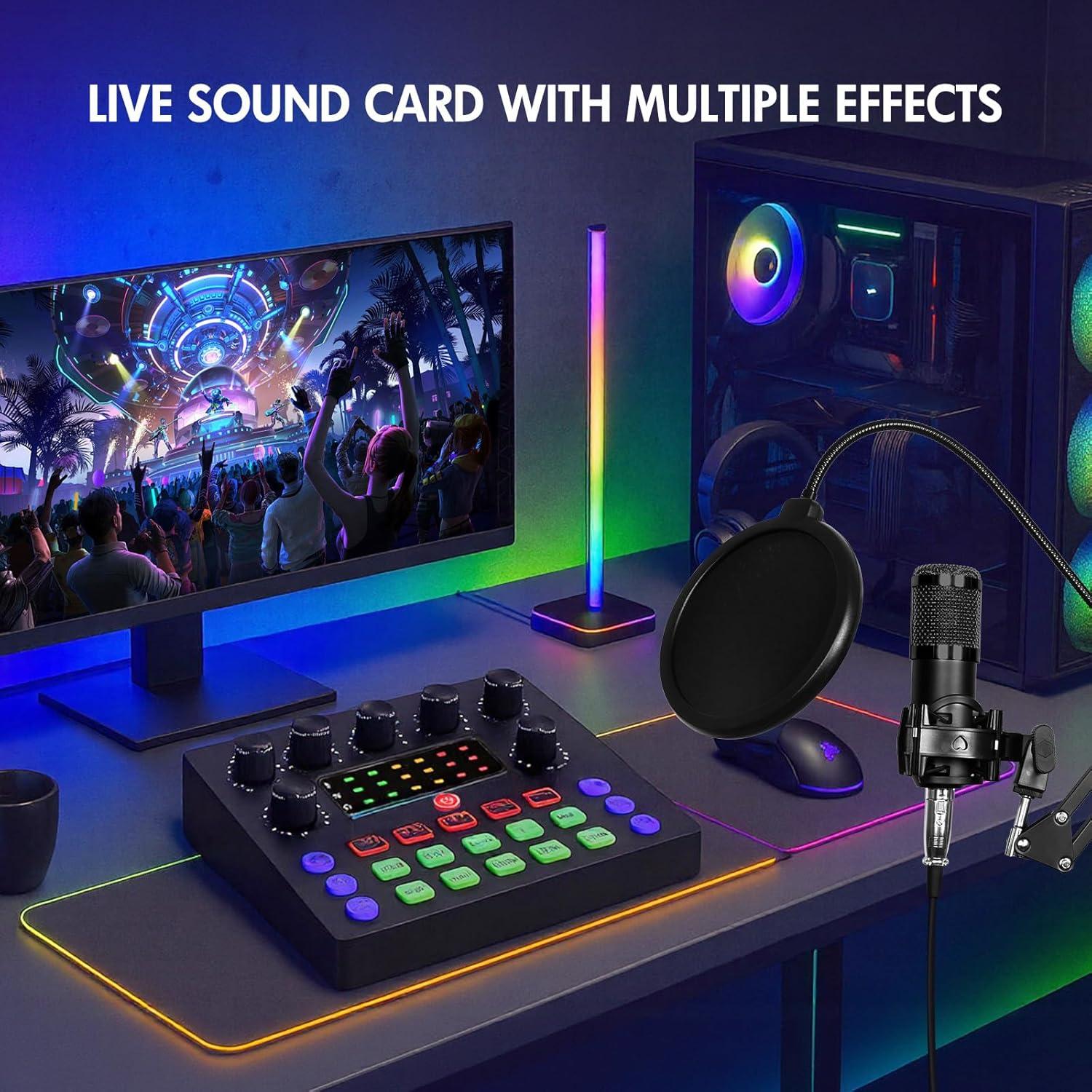 ALSO GO Podcast Equipment Bundle, Podcast Microphone Bundle with BM-800 Microphone & V8s Sound Card, Recording Studio Equipment for Singing, Gaming, Live Streaming and YouTube Tiktok