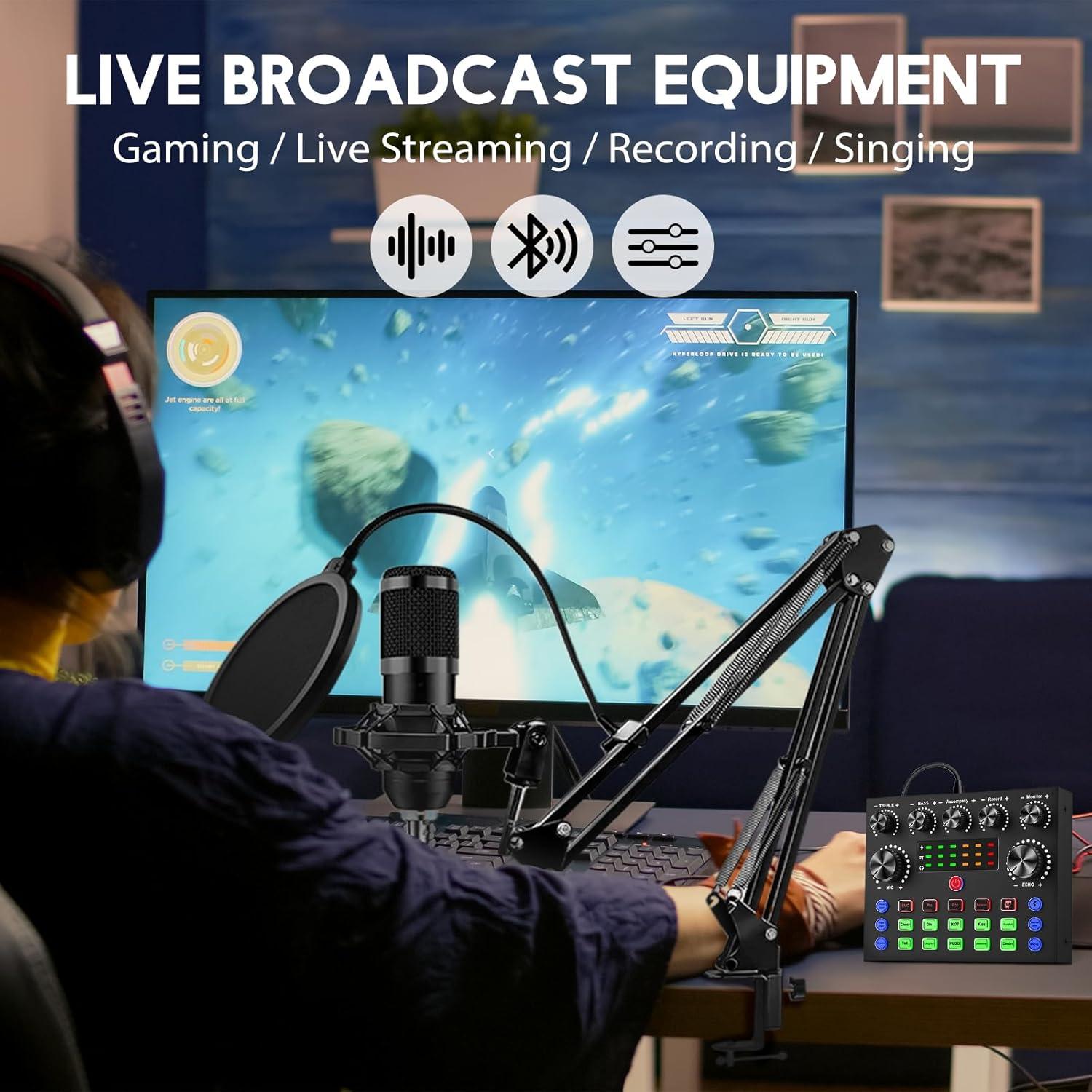 ALSO GO Podcast Equipment Bundle, Podcast Microphone Bundle with BM-800 Microphone & V8s Sound Card, Recording Studio Equipment for Singing, Gaming, Live Streaming and YouTube Tiktok
