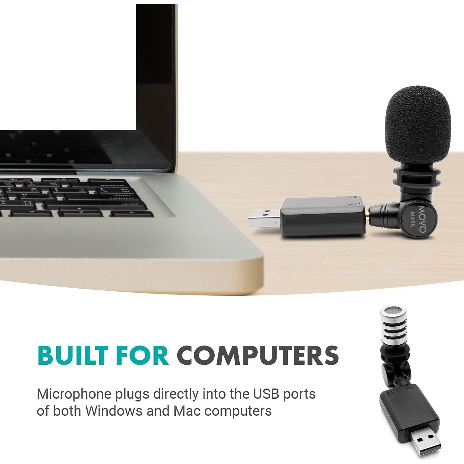 Micrófono de Audio de Bolsillo Movo MA5U Omnidireccional USB