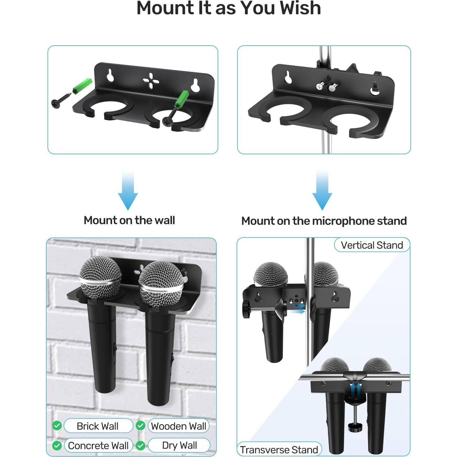 Soporte Multi Micrófono ET-MMH09 con C-clamp, Aluminio Negro