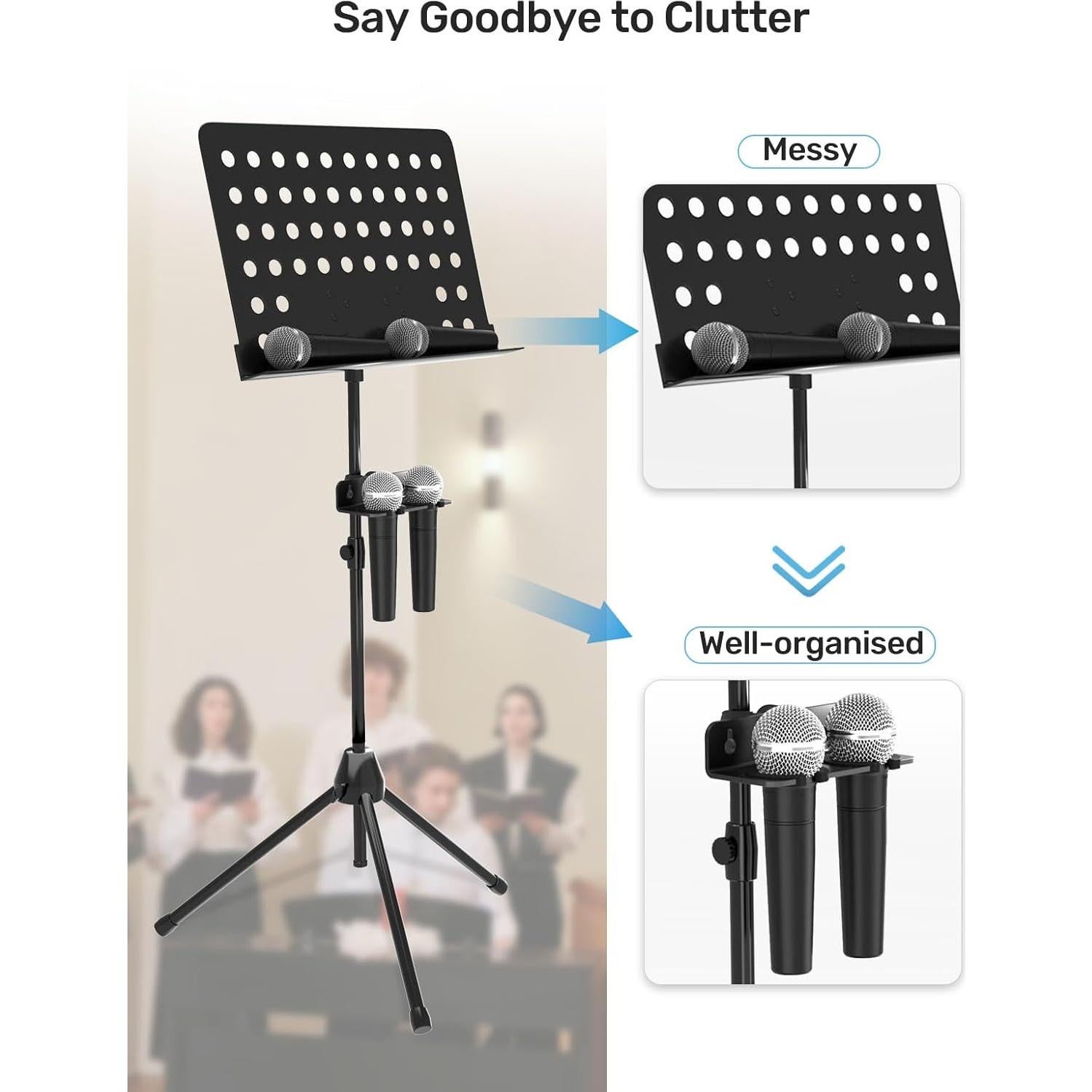 Soporte Multi Micrófono ET-MMH09 con C-clamp, Aluminio Negro