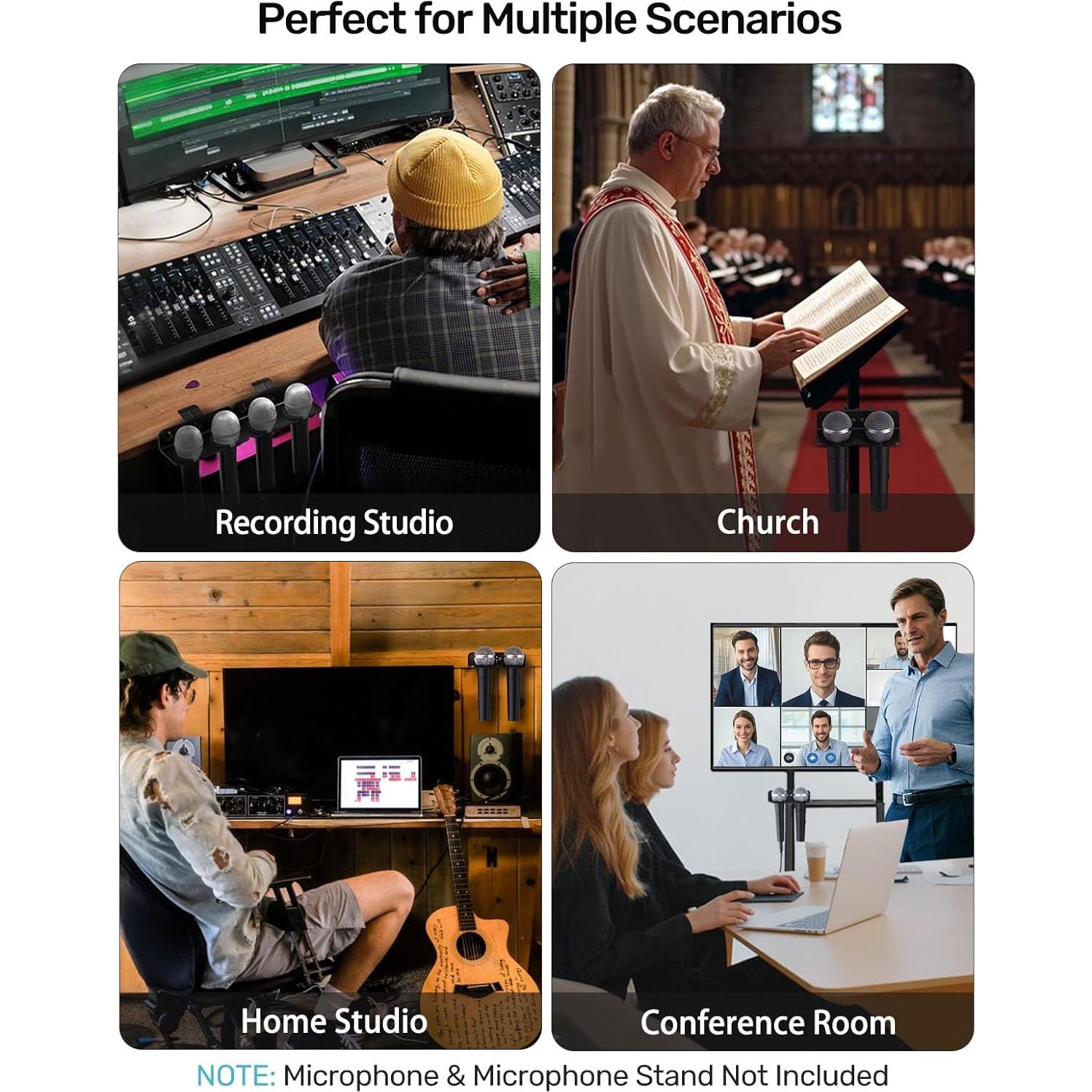 Soporte Multi Micrófono ET-MMH09 con C-clamp, Aluminio Negro