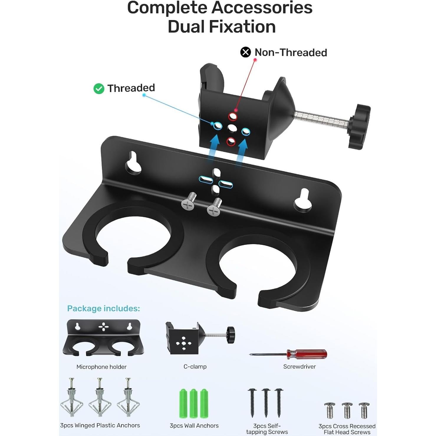 Soporte Multi Micrófono ET-MMH09 con C-clamp, Aluminio Negro