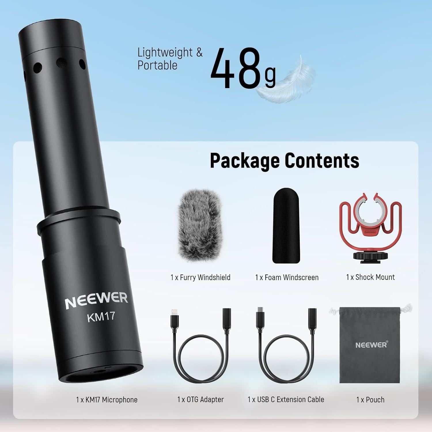 Micrófono USB C NEEWER Mini Shotgun con Reducción de Ruido