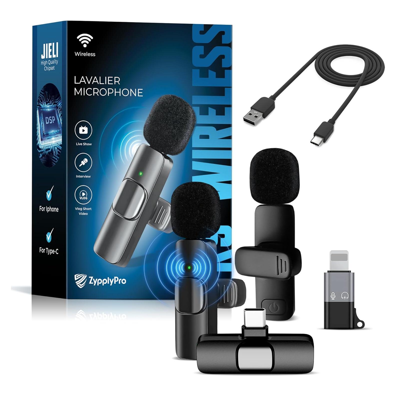 Micrófono Lavalier Inalámbrico ZypplyPro - 2 Pack con USB-C