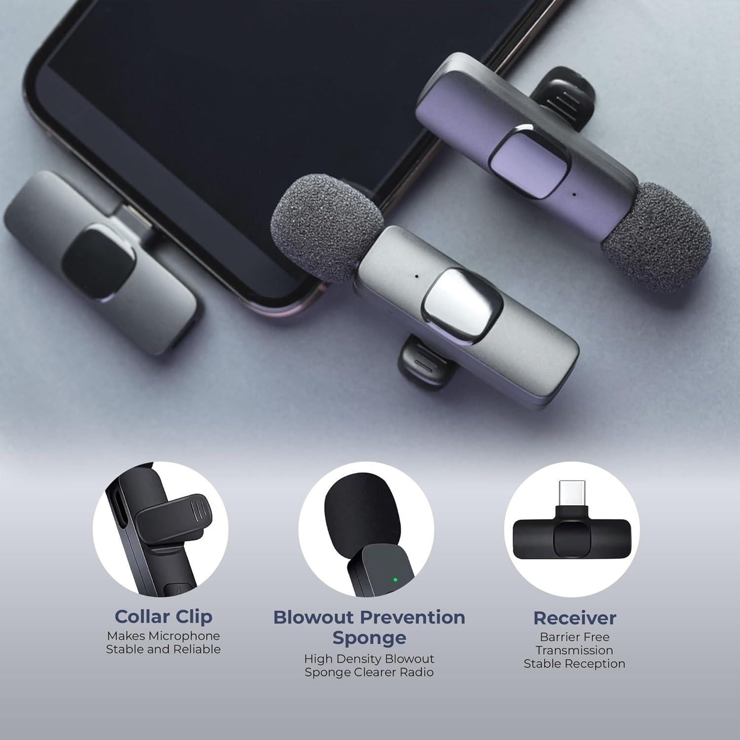 Micrófono Lavalier Inalámbrico ZypplyPro - 2 Pack con USB-C