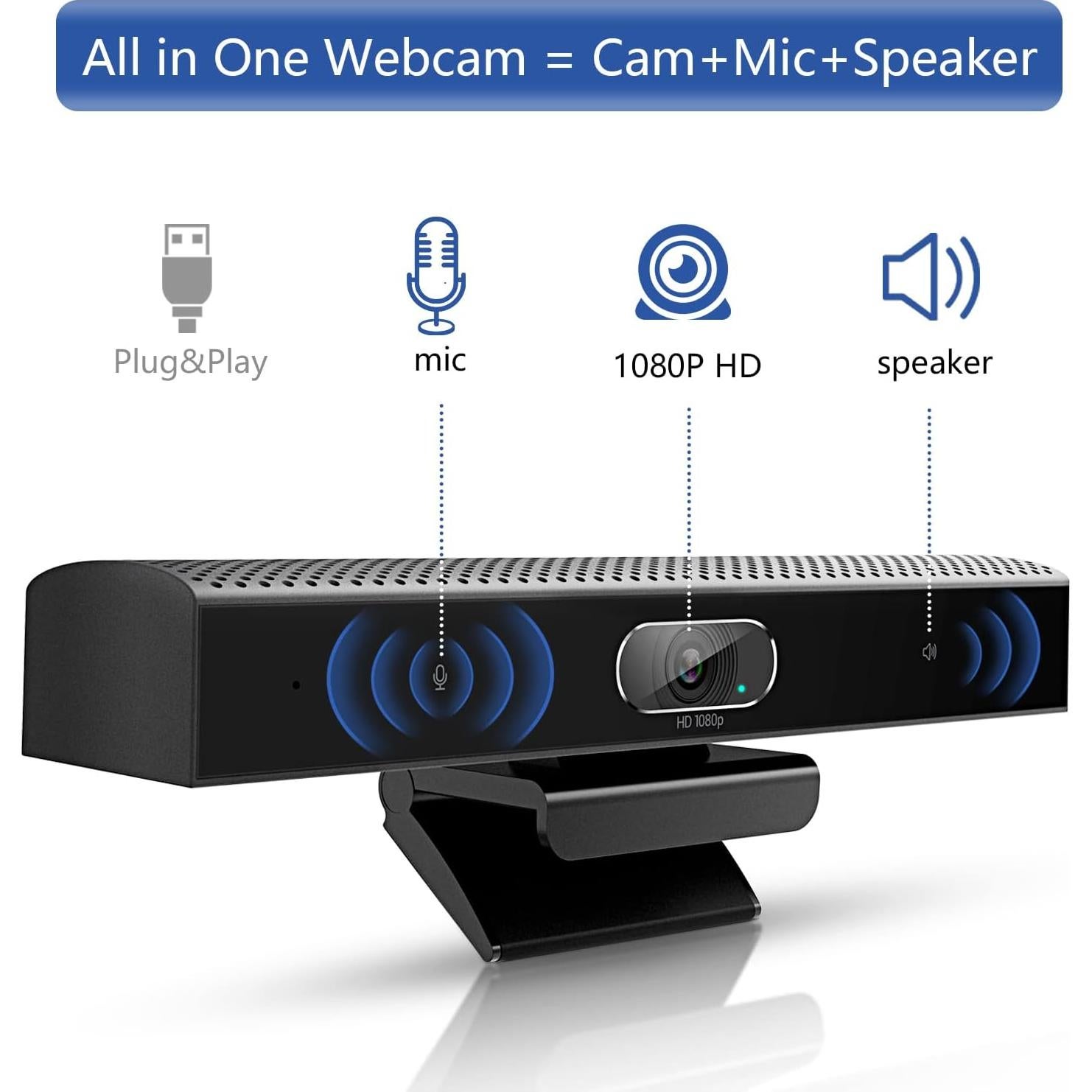 Cámara de Conferencia PolaTab Q95 Full HD 1080p con Micrófono y Altavoz