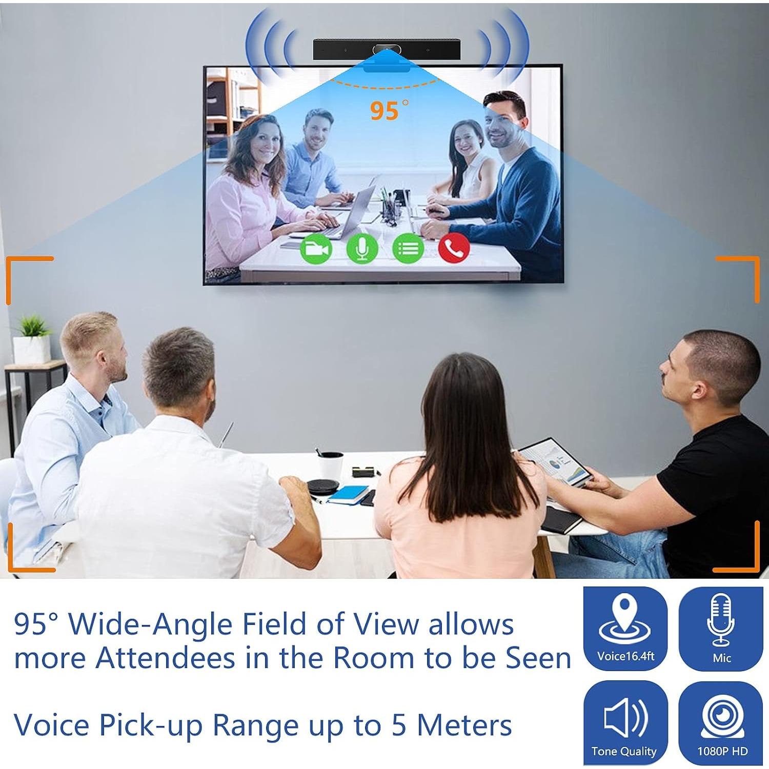 Cámara de Conferencia PolaTab Q95 Full HD 1080p con Micrófono y Altavoz