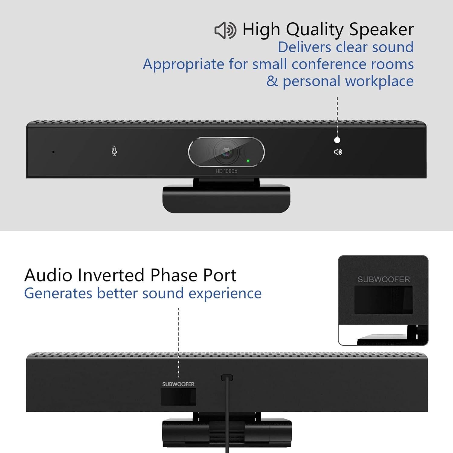 Cámara de Conferencia PolaTab Q95 Full HD 1080p con Micrófono y Altavoz