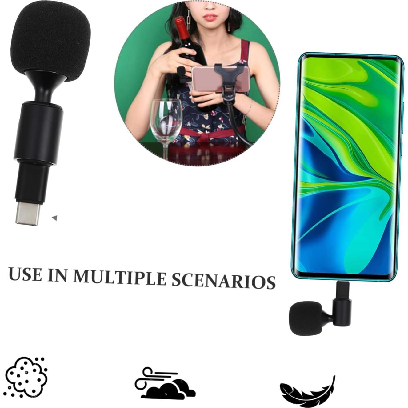 Micrófono Tipo-C Vaguelly con Cubierta de Esponja - Negro