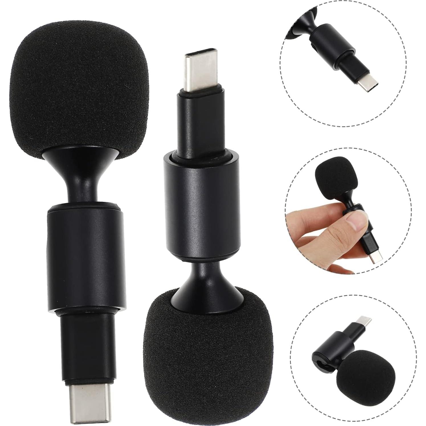 Micrófono Tipo-C Vaguelly con Cubierta de Esponja - Negro