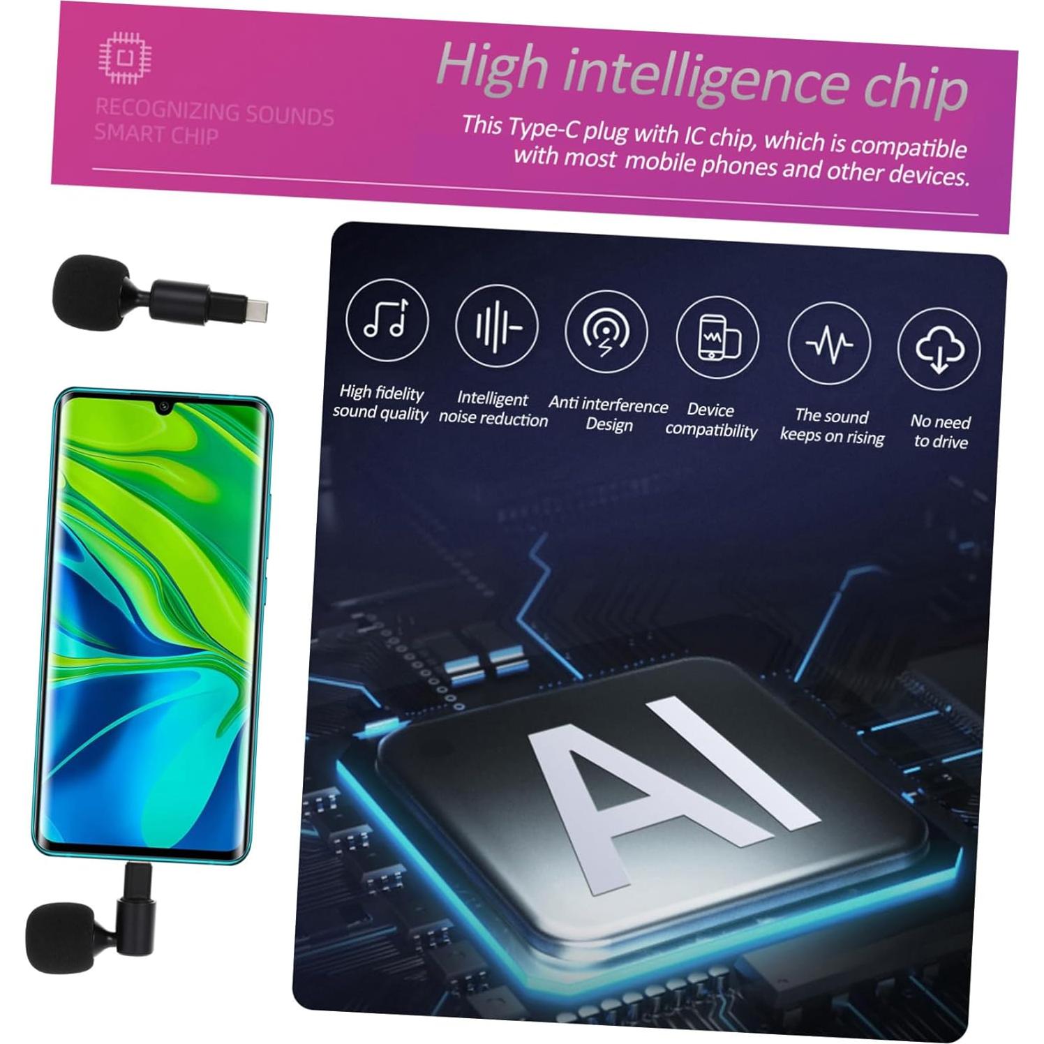 Micrófono Tipo-C Vaguelly con Cubierta de Esponja - Negro