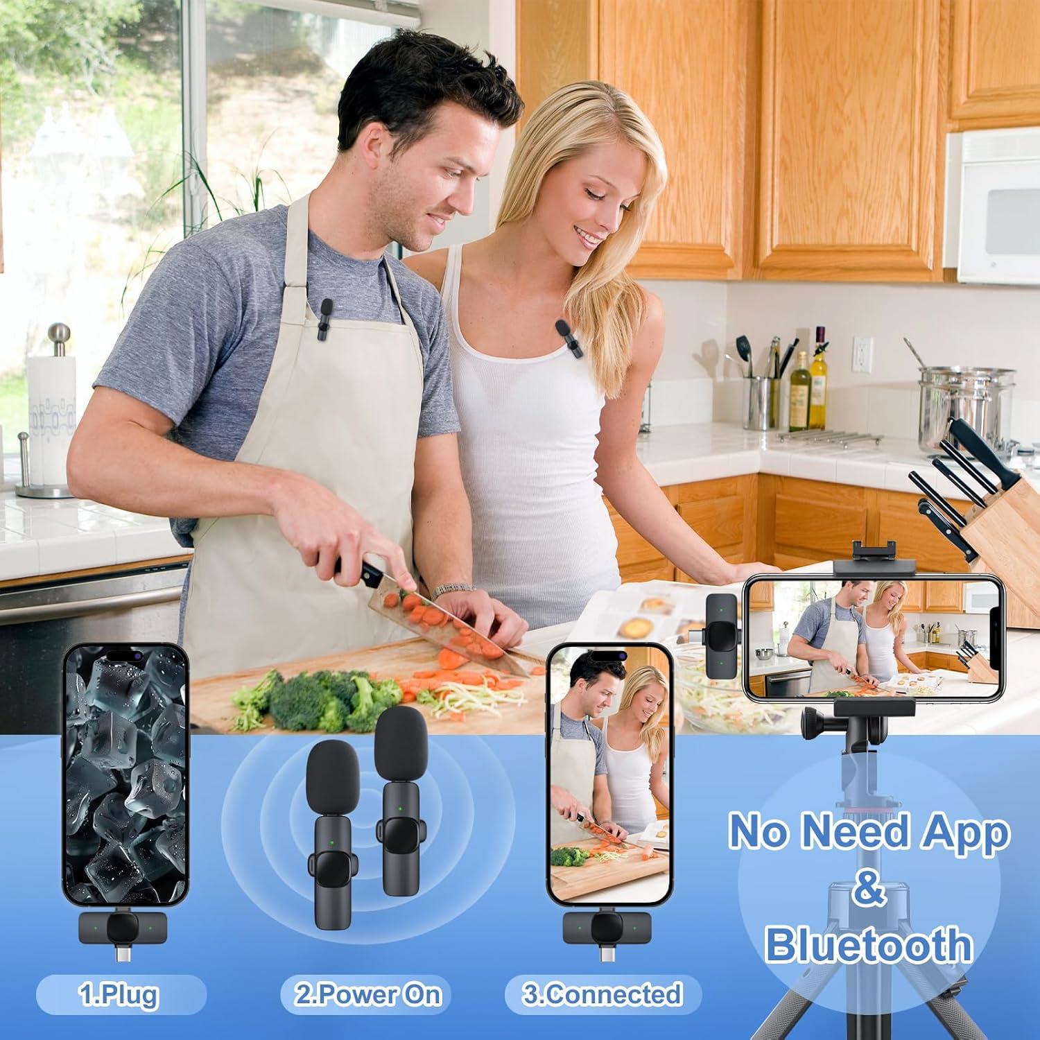 Micrófono Lavalier Inalámbrico RIKGYHA con USB-C y Lightning