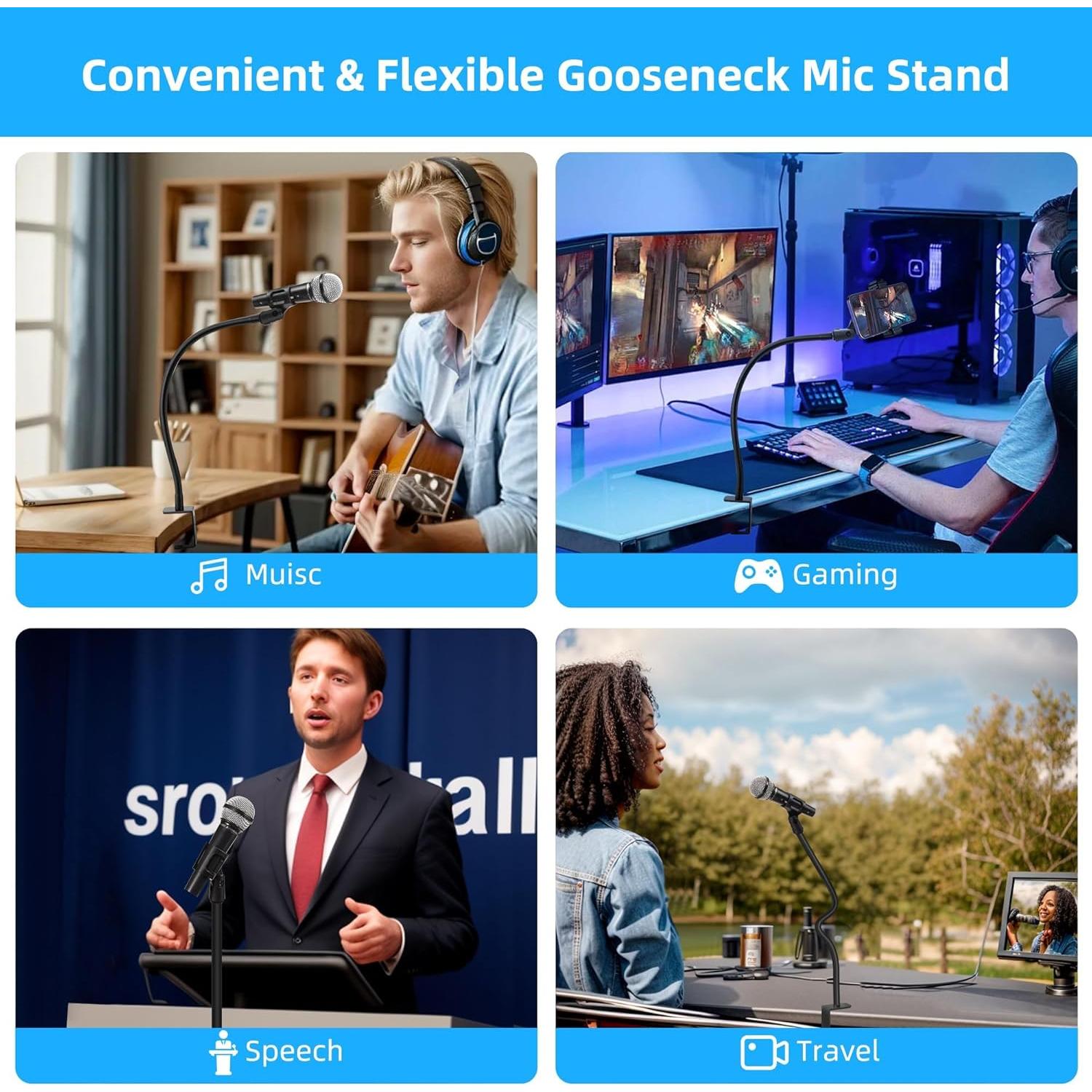 Soporte de Micrófono Prizmora 52 cm Ajustable Negro