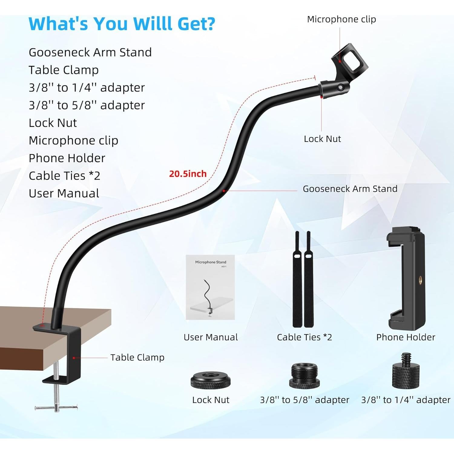 Soporte de Micrófono Prizmora 52 cm Ajustable Negro