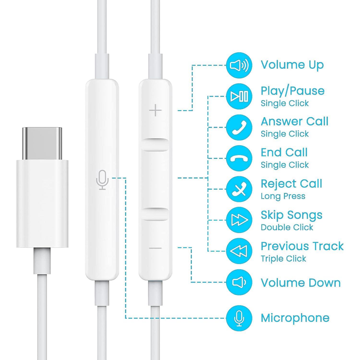 Auriculares USB C Zetuti Hi-Fi Estéreo In-Ear 2 Paquetes
