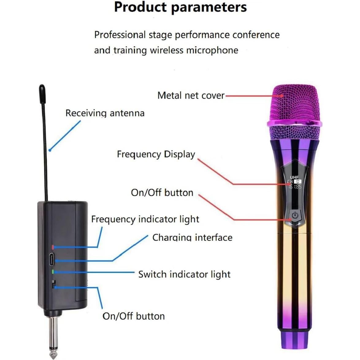 Micrófono Inalámbrico UHF Katotey Recargable para Karaoke
