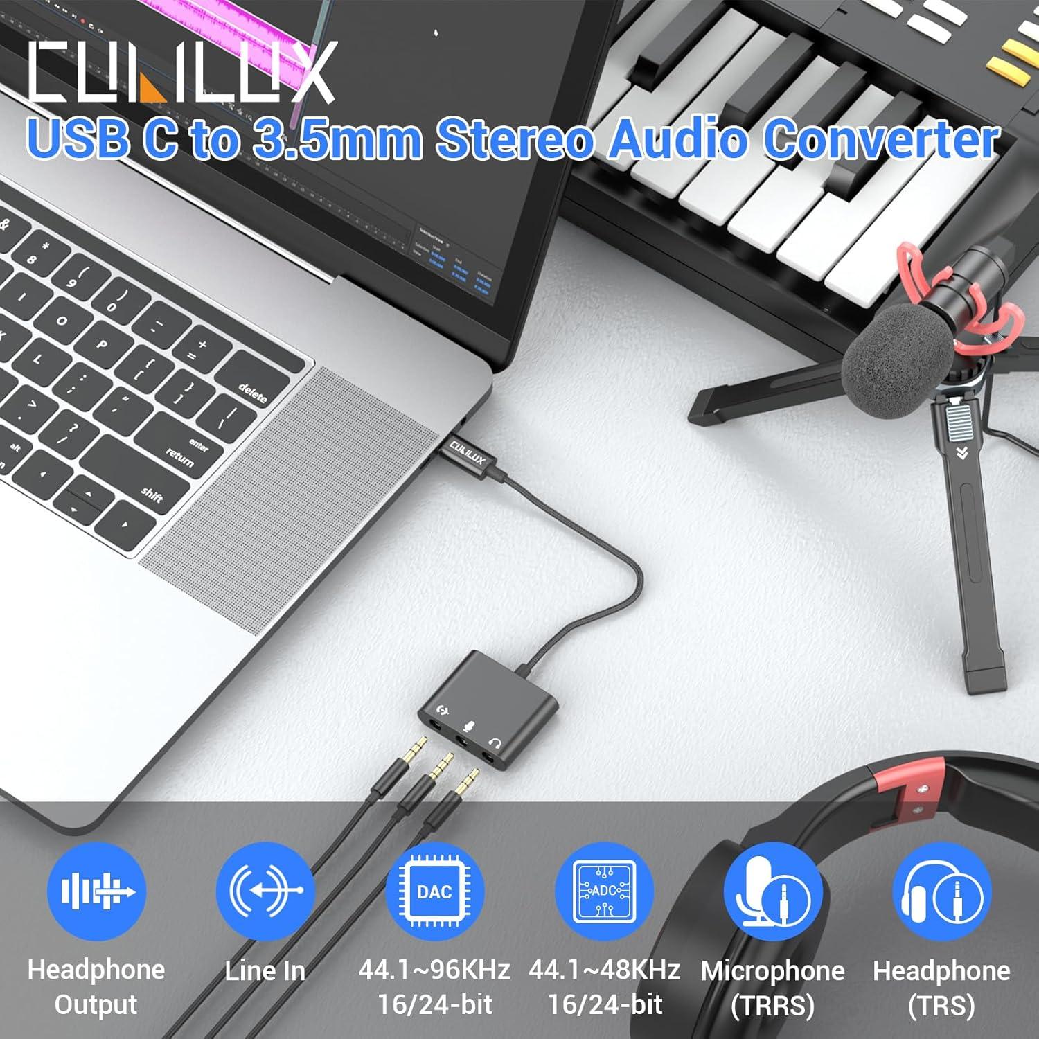 Adaptador Cubilux USB C a 3.5mm para Grabación y Monitoreo