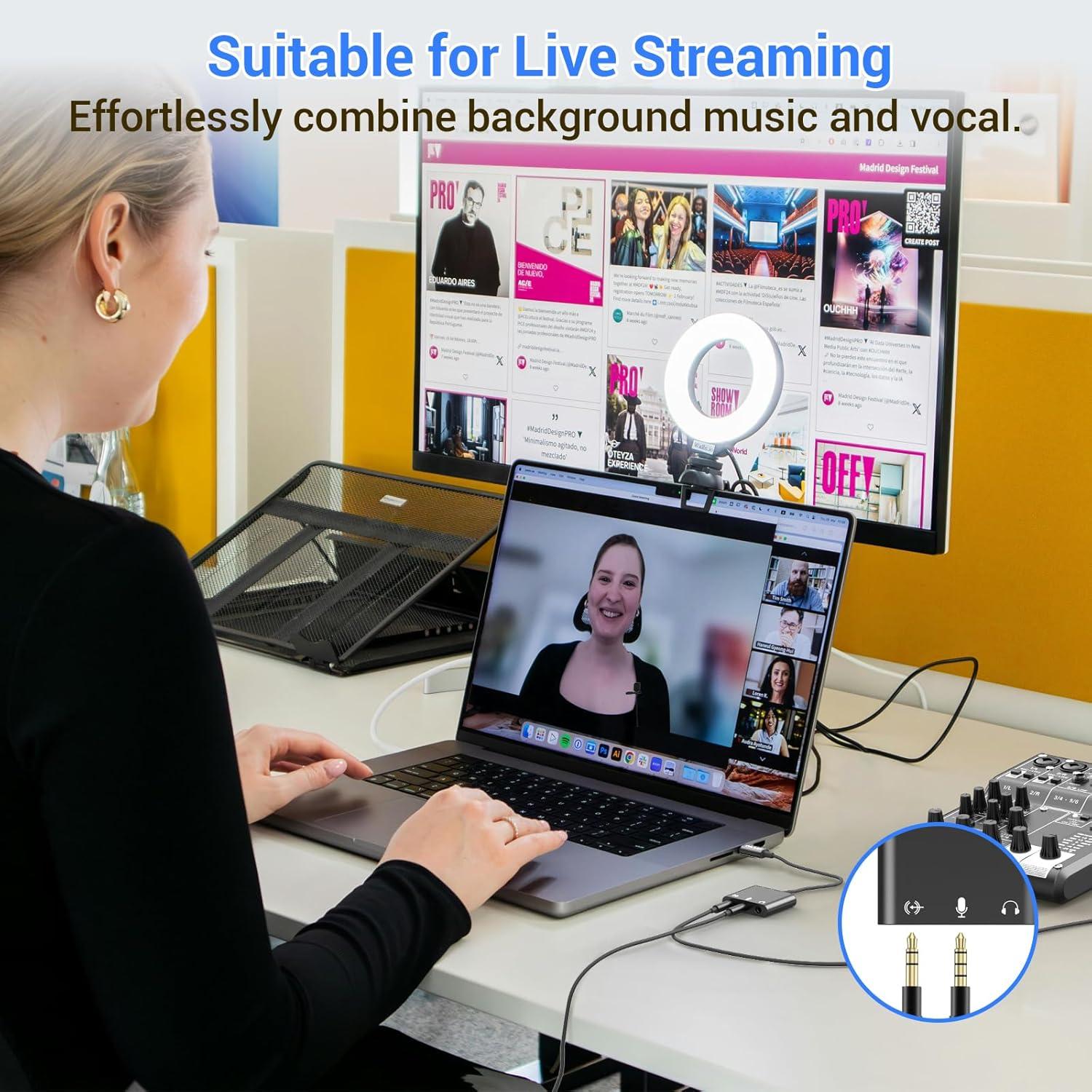 Adaptador Cubilux USB C a 3.5mm para Grabación y Monitoreo