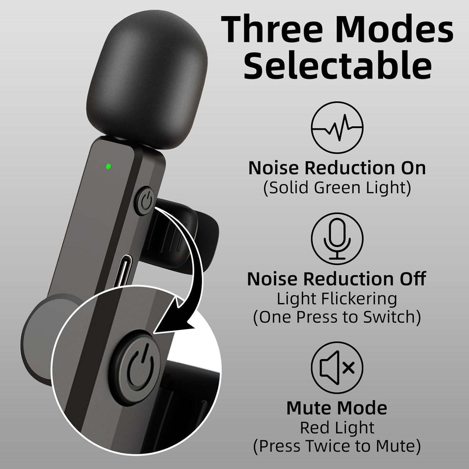 Paquete de 2 Micrófonos Lavalier Inalámbricos Mini para iPhone y Android