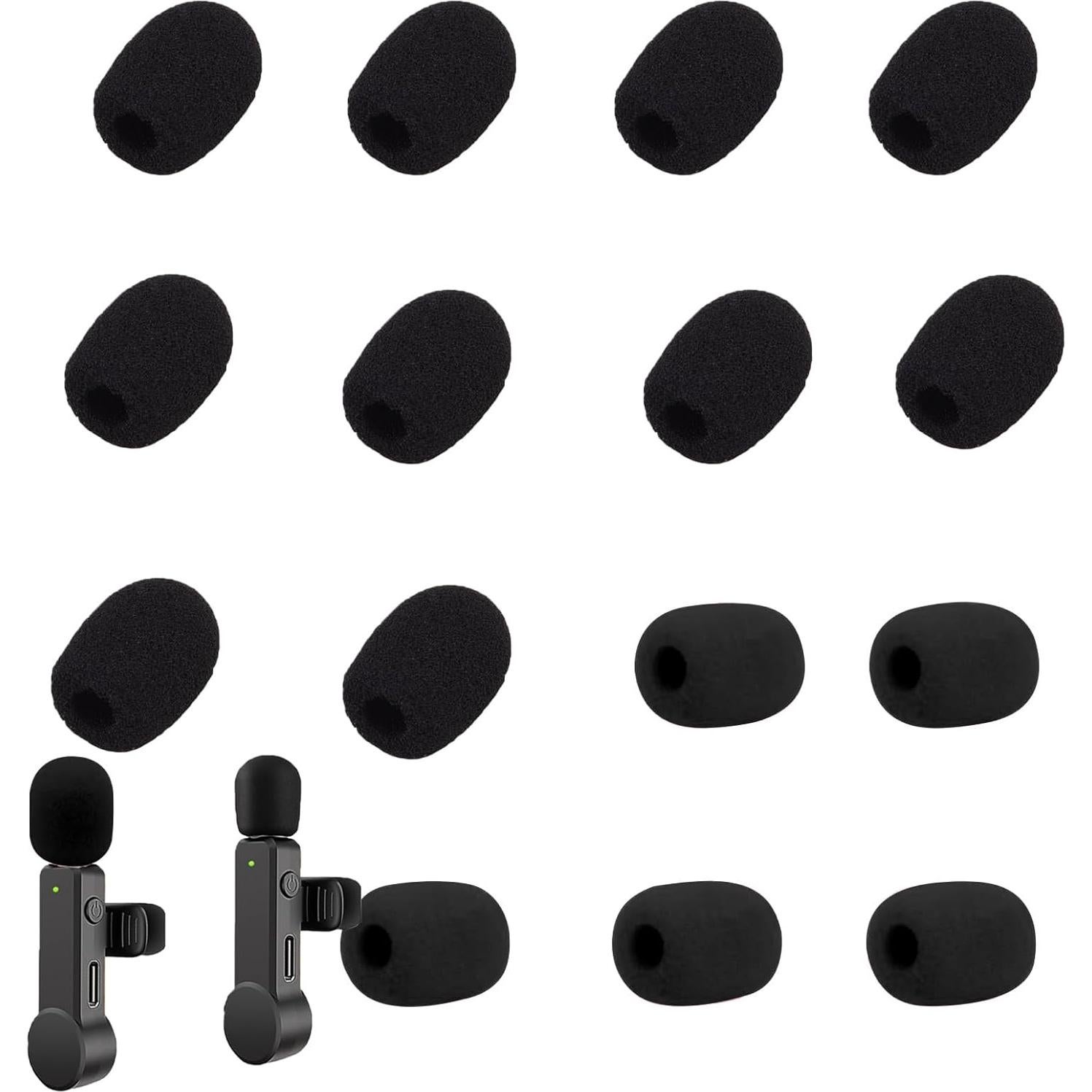 Paquete de 2 Micrófonos Lavalier Inalámbricos Mini para iPhone y Android