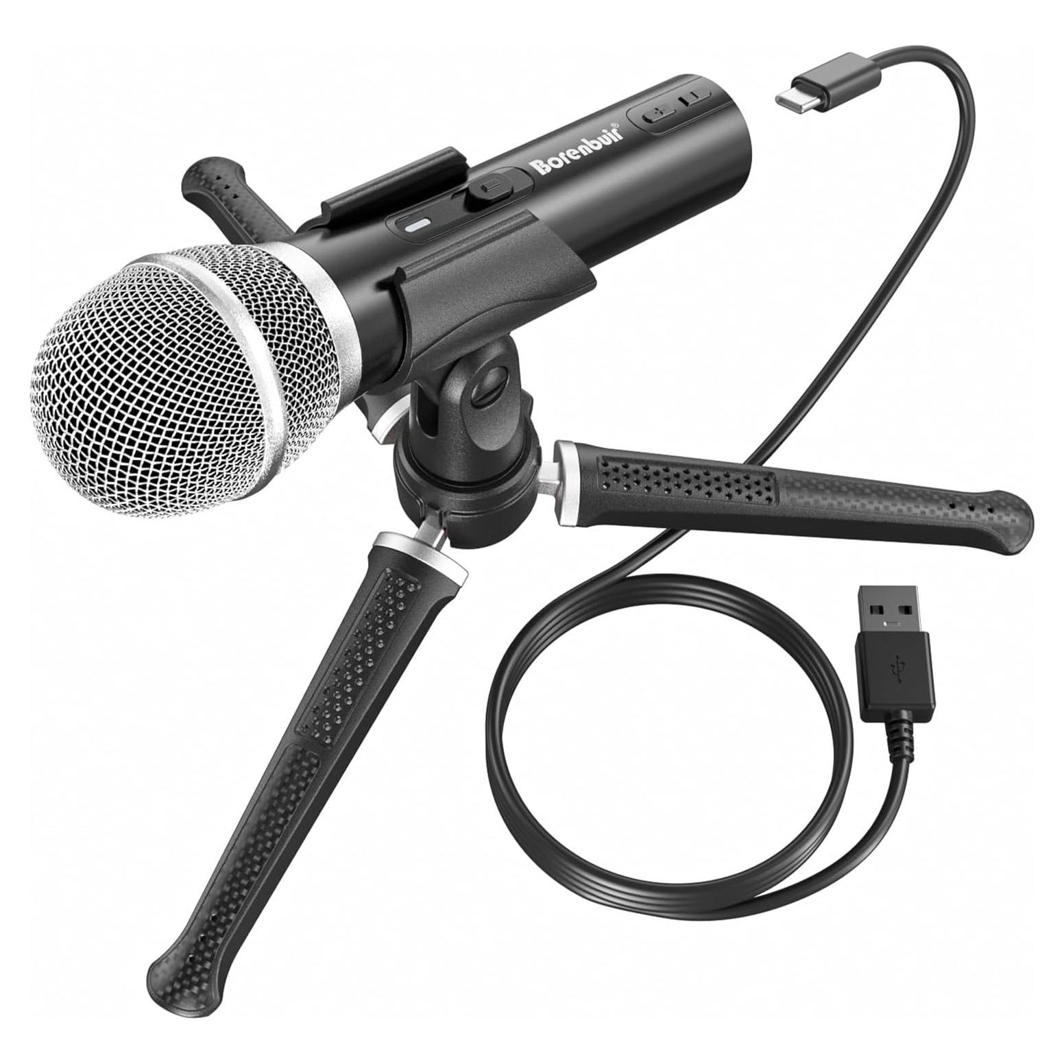 Micrófono Dinámico USB/XLR Borenbuir BL-550USB con Cancelación de Ruido