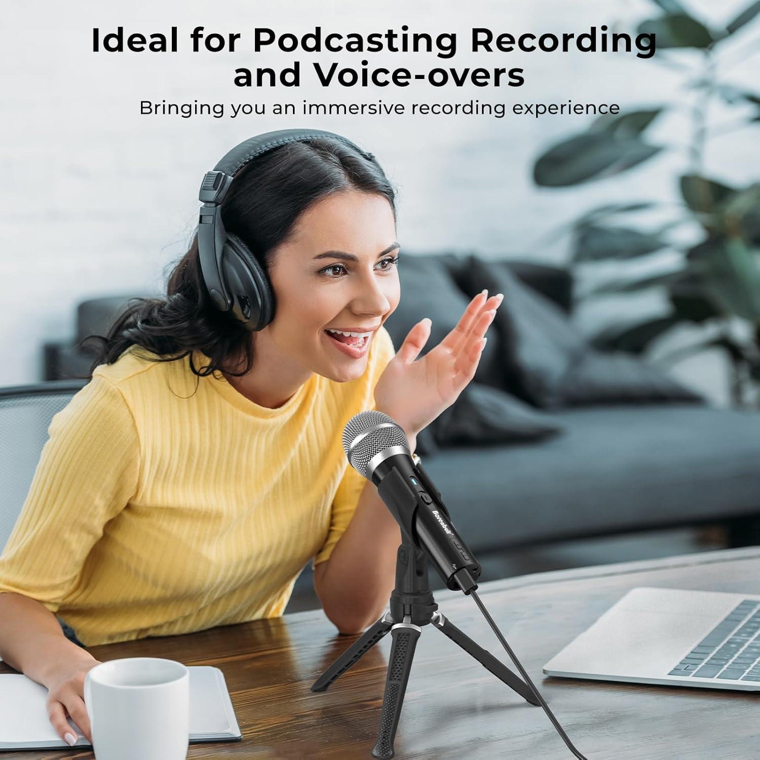 Micrófono Dinámico USB/XLR Borenbuir BL-550USB con Cancelación de Ruido