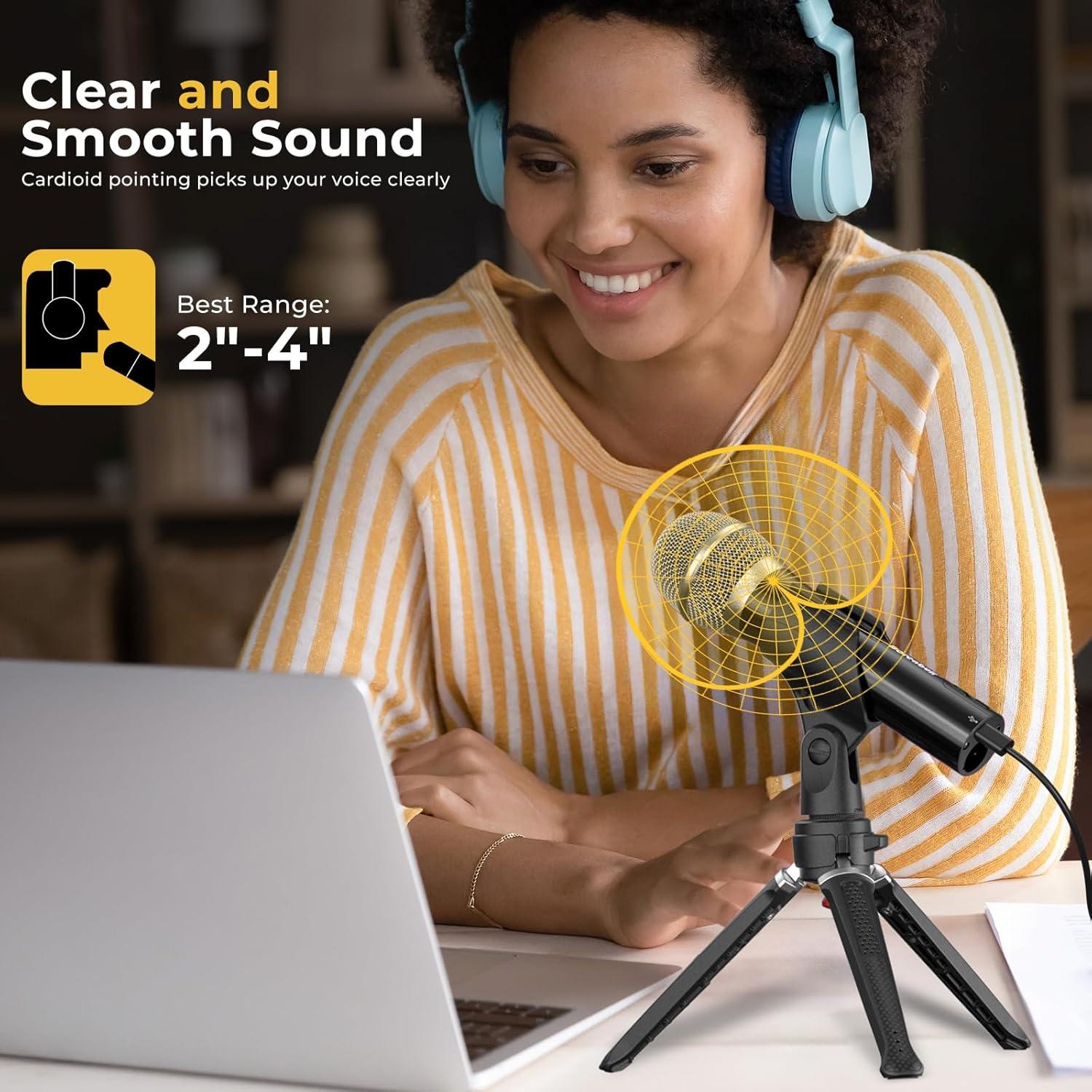 Micrófono Dinámico USB/XLR Borenbuir BL-550USB con Cancelación de Ruido