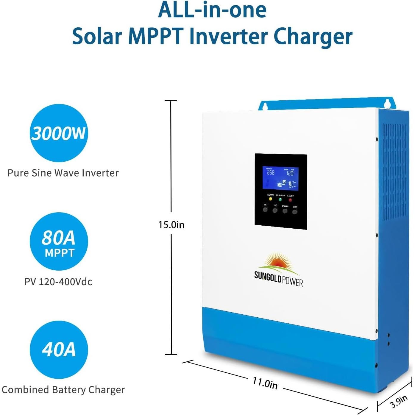 Inversor Solar 3000W 24V SunGoldPower con Cargador MPPT