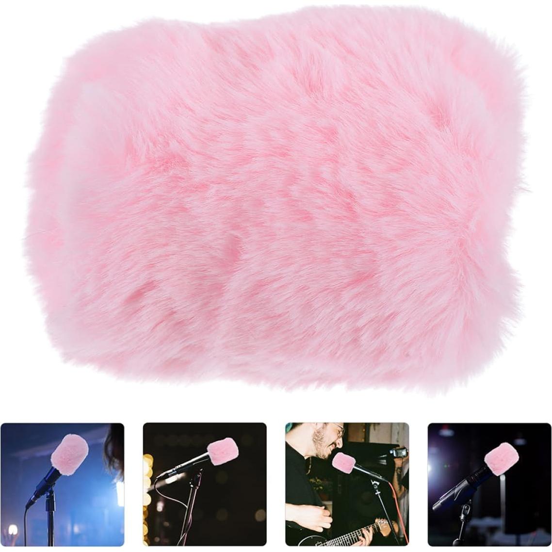 Cubierta de Micrófono de Peluche Rosa 2pcs Aislante para Viento