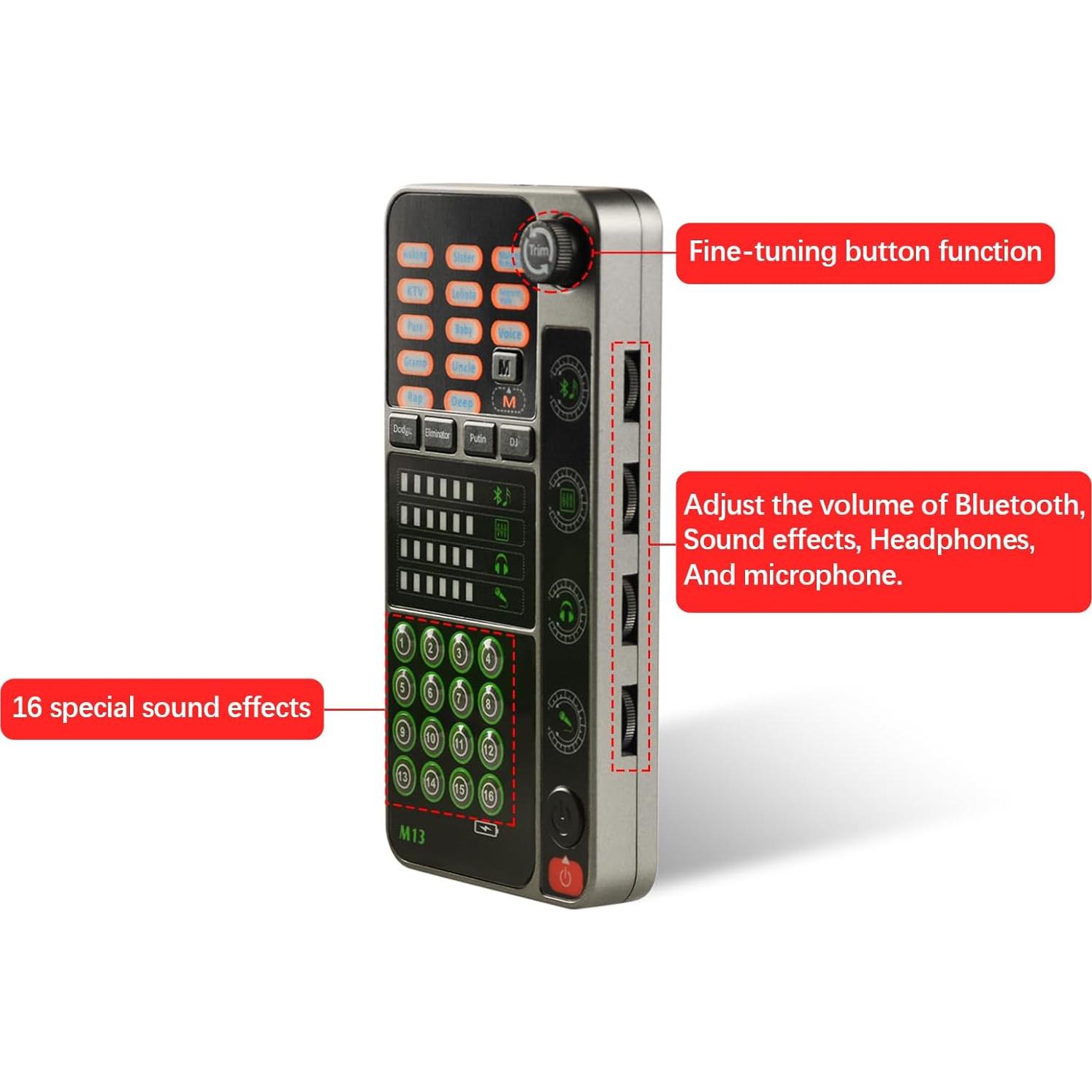 Cambiador de Voz Portátil Flylin con 16 Efectos de Sonido