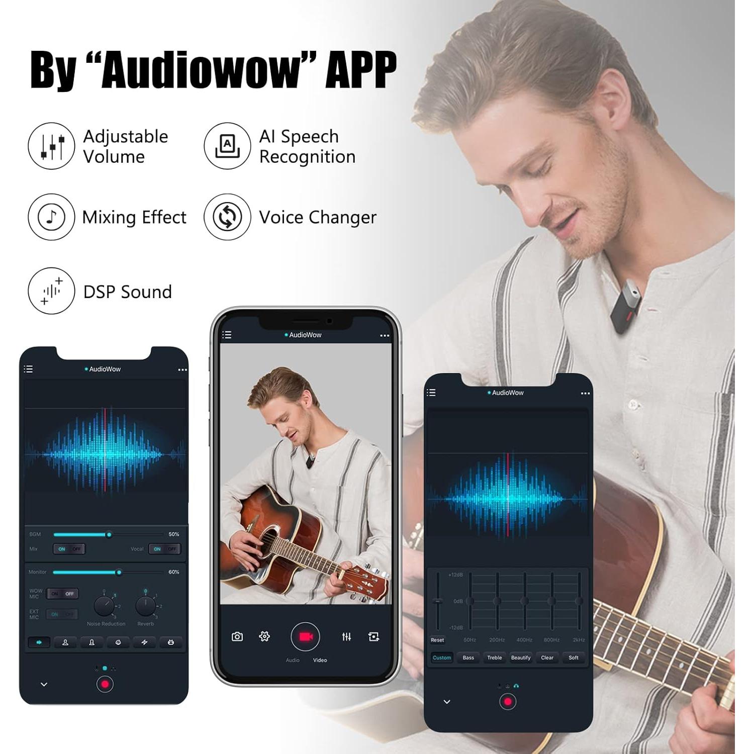 Micrófono Lavalier Bluetooth SabineTek AudioWow - 15m, 48kHz