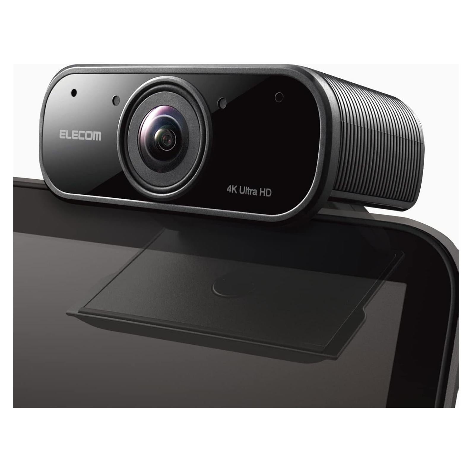 Webcam 4K ELECOM UCAM-CX80FBBK con AI, 130° y micrófono dual