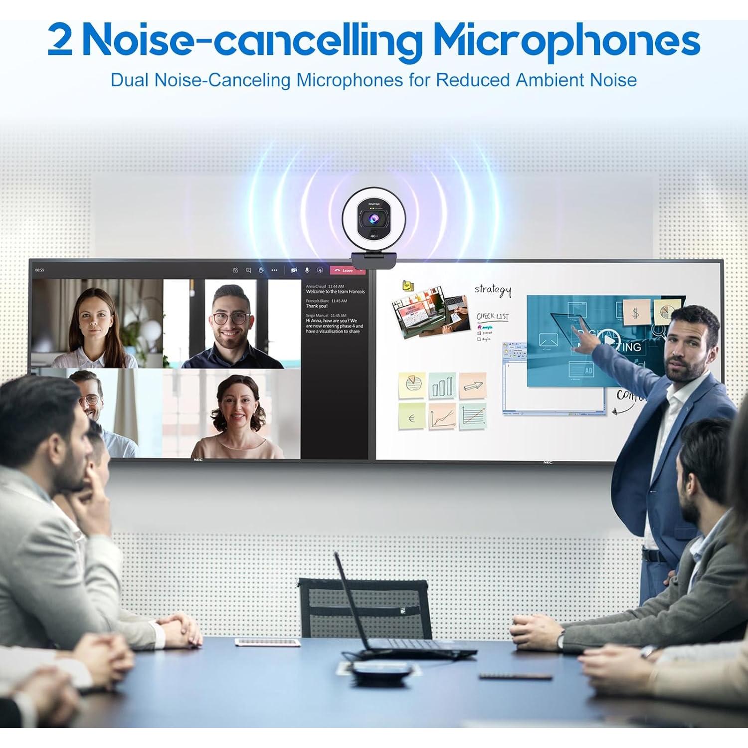 Cámara Web 4K Galyimage con Luz de Anillo y Micrófono