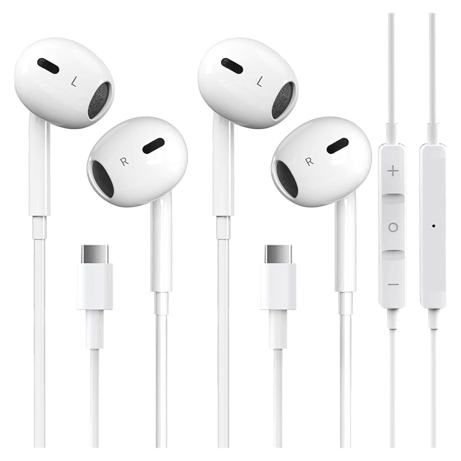 Auriculares USB C YouthCity HiFi Estéreo con Micrófono - 2 Paquetes