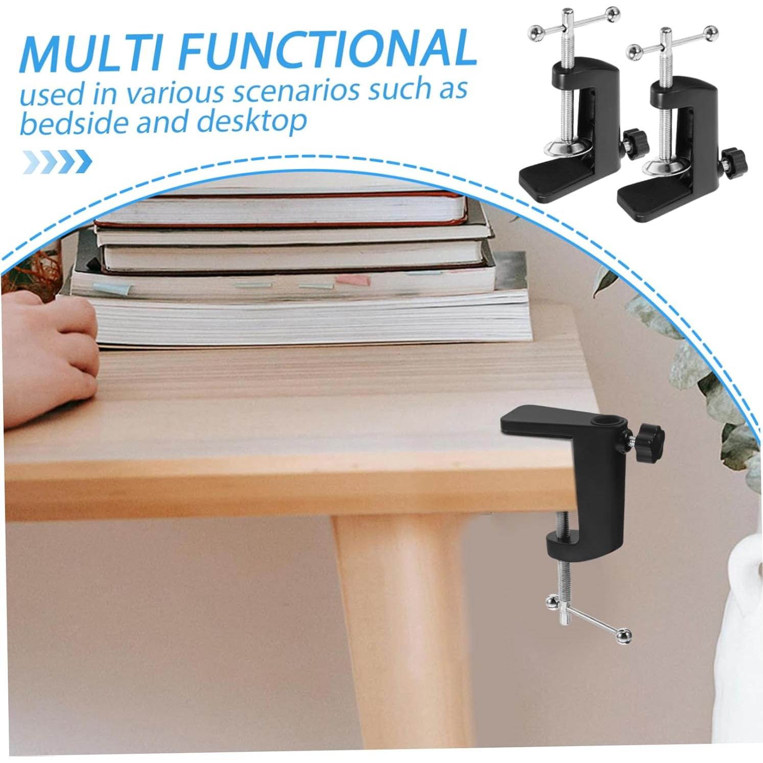 2 Abrazaderas de Mesa Ajustables Soporte Micrófono Negro