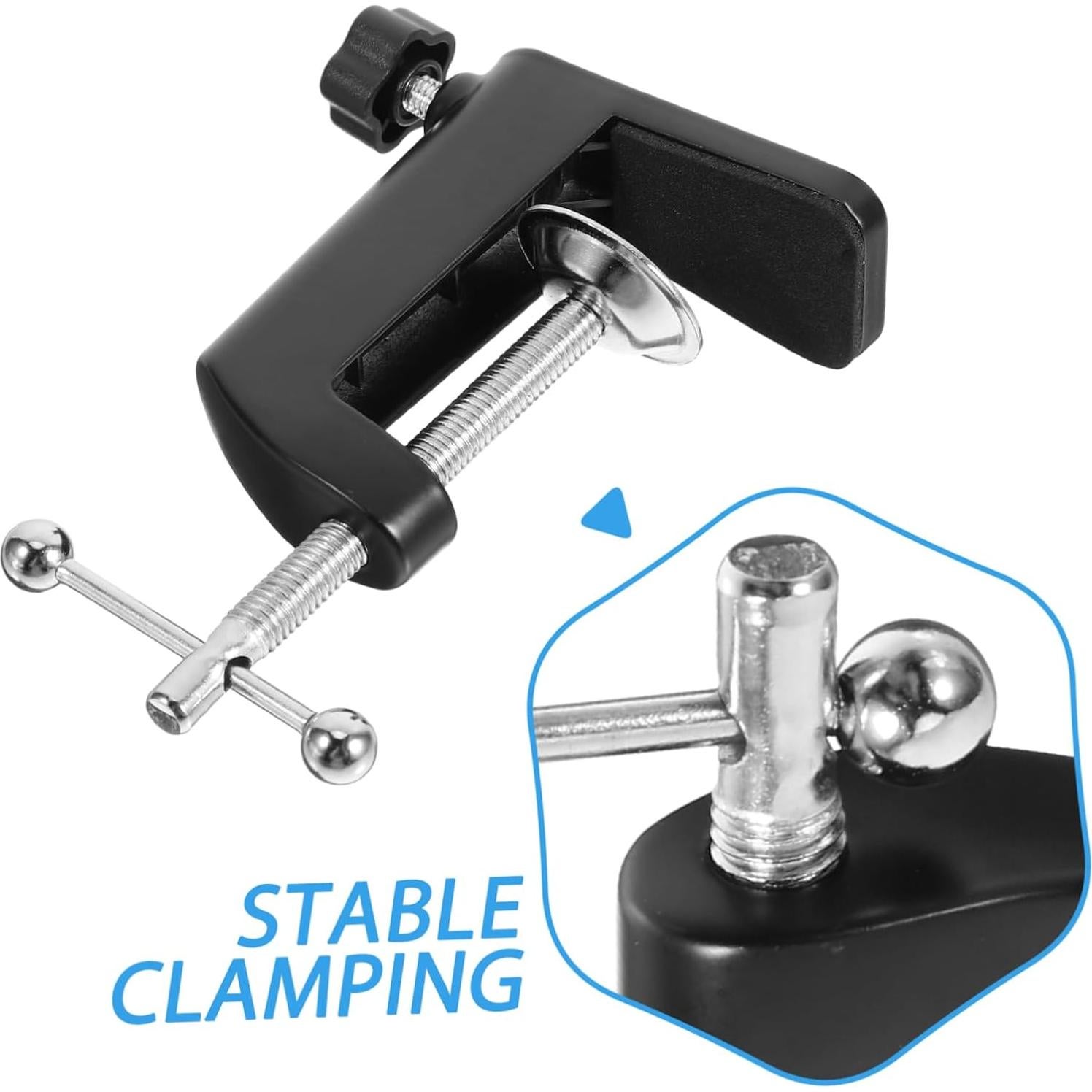 2 Abrazaderas de Mesa Ajustables Soporte Micrófono Negro