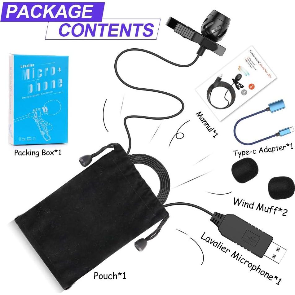 Micrófono Lavalier USB KMAG 2.5m Omnidireccional para PC