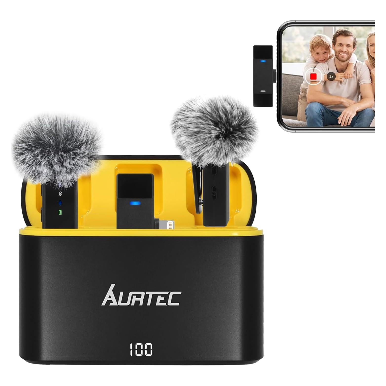 Micrófono Lavalier Inalámbrico AURTEC para iPhone/iPad - 54H Batería