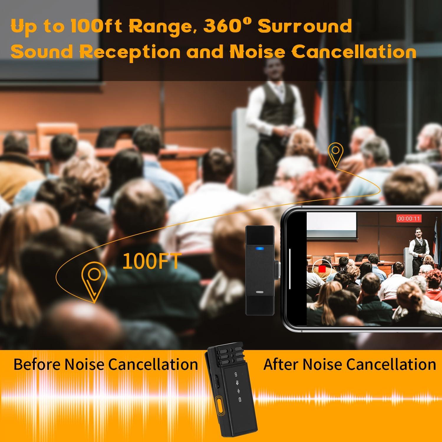 Micrófono Lavalier Inalámbrico AURTEC para iPhone/iPad - 54H Batería