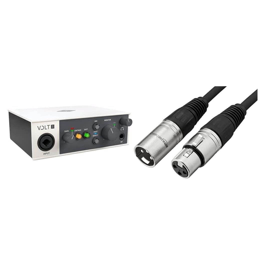 Interfaz de Audio UA Volt 1 USB + Cable XLR Amazon Basics