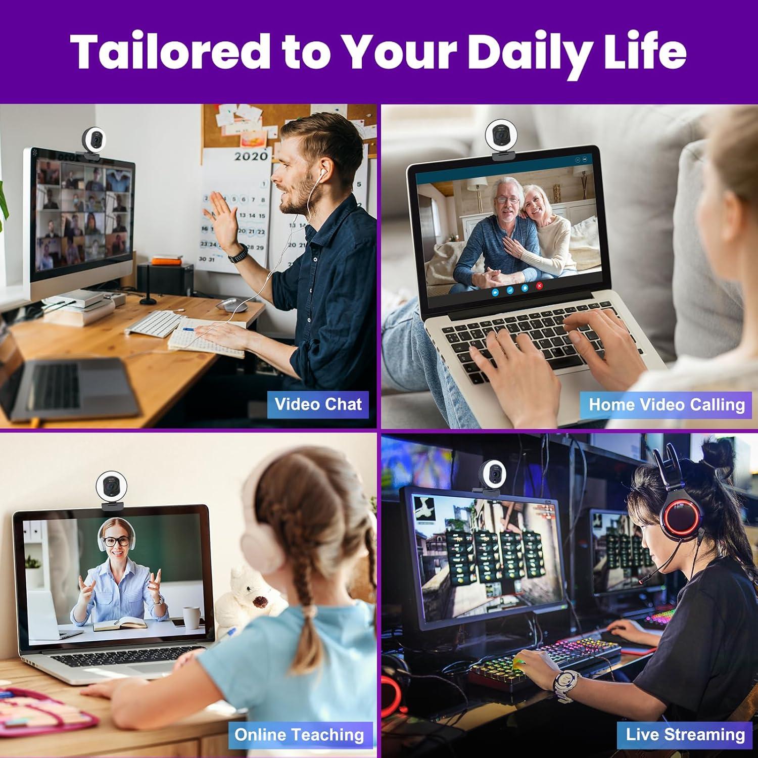 Cámara Web 4K Galyimage con Luz y Micrófonos Duales