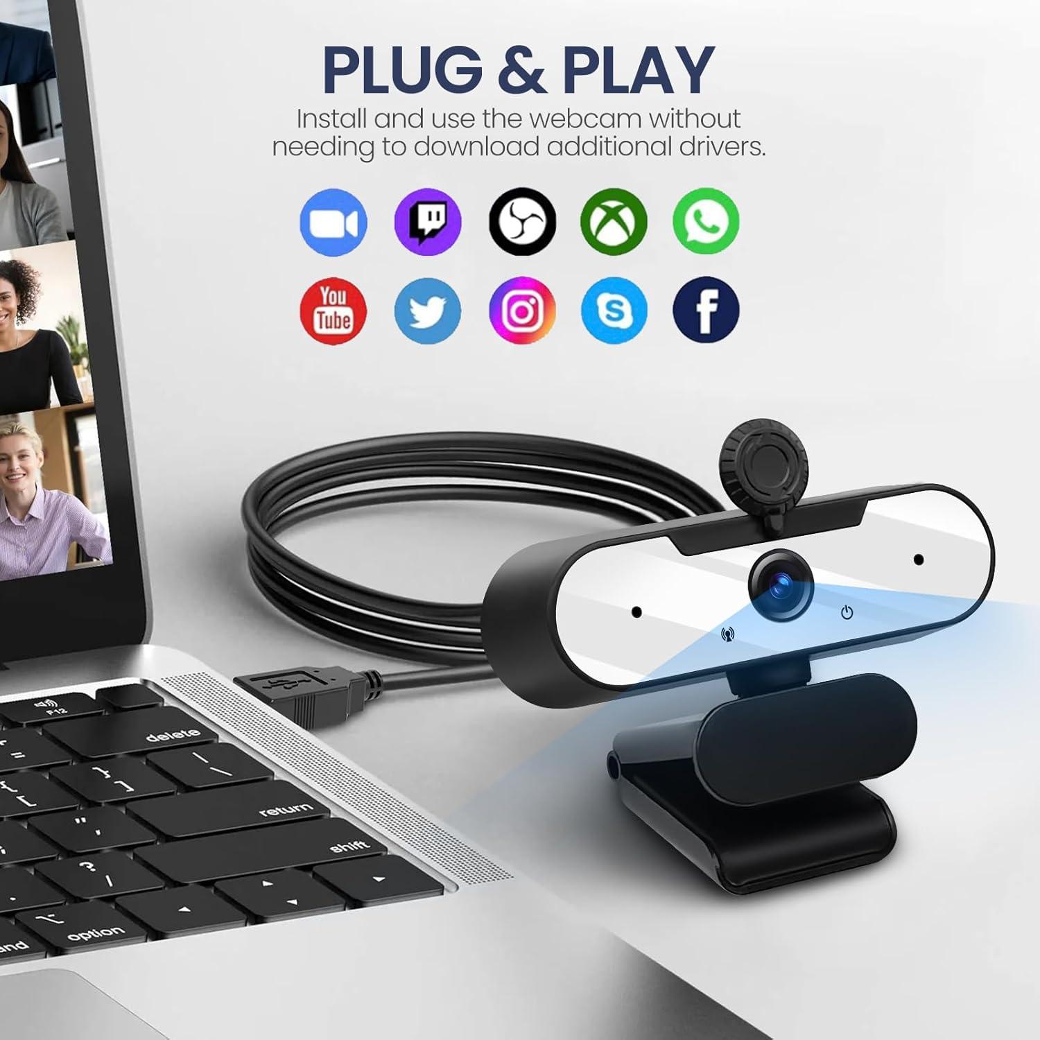 Cámara Web USB HD 1080P MTORED con Micrófono y Trípode