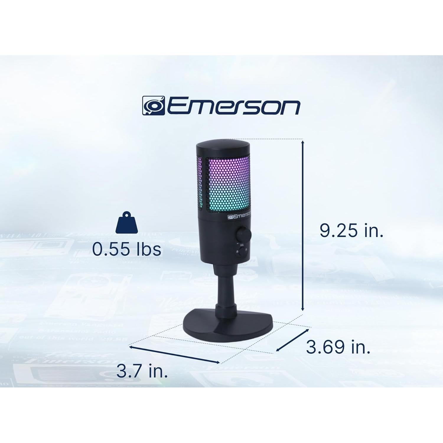 Micrófono USB Emerson EAM-9050 para Juegos y Streaming RGB